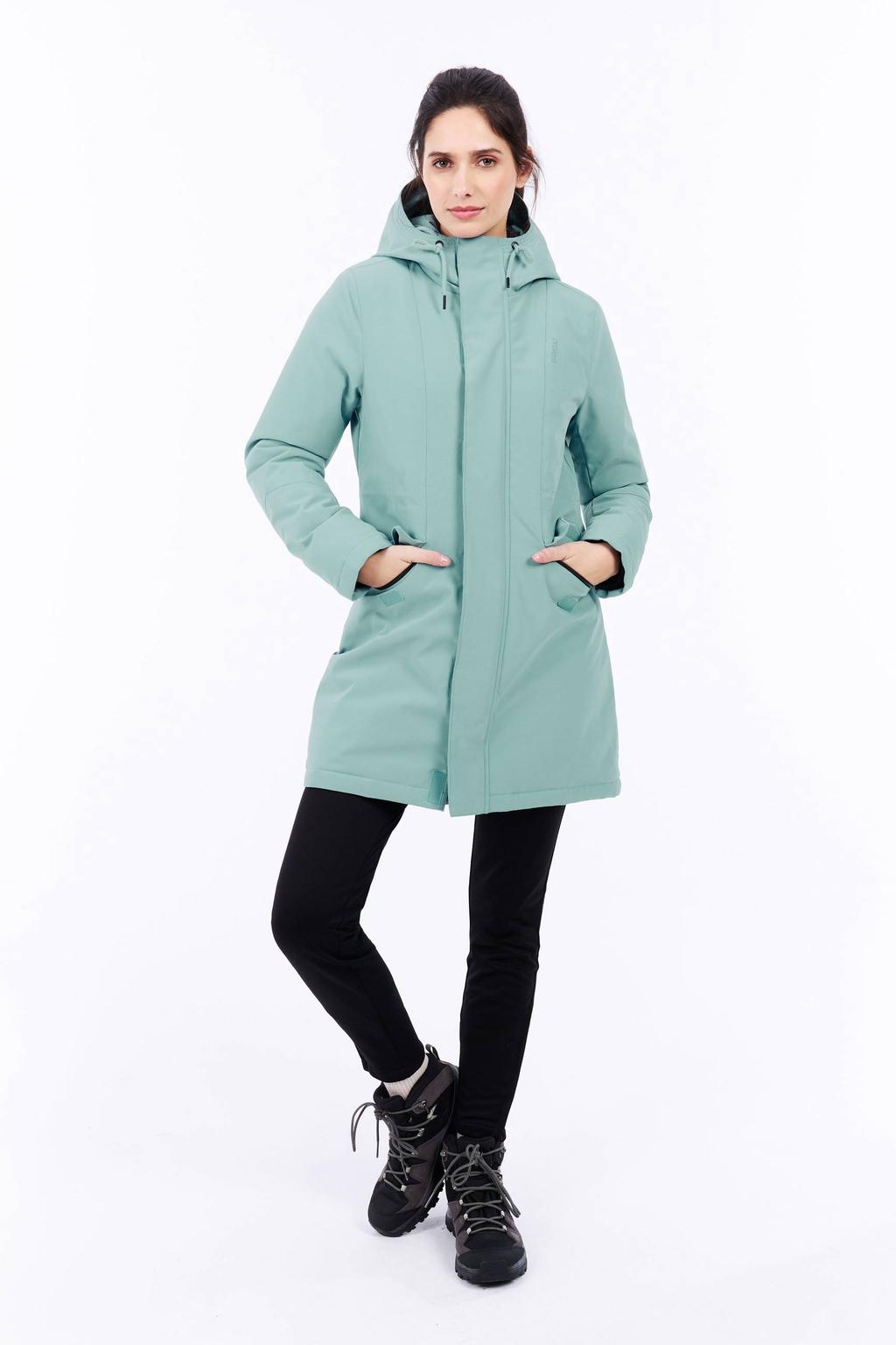 Lichtblauwe dames Protest softshell jas PRTLANIAKEA van polyester met effen, lange mouwen, capuchon en ritssluiting