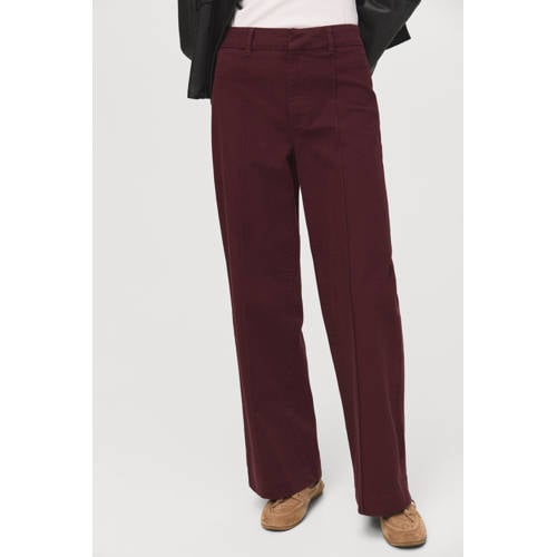 Mango high waist wide leg jeans donkerrood afbeelding