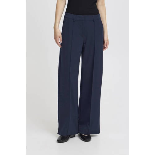 ICHI wide leg regular waist casual broek afbeelding