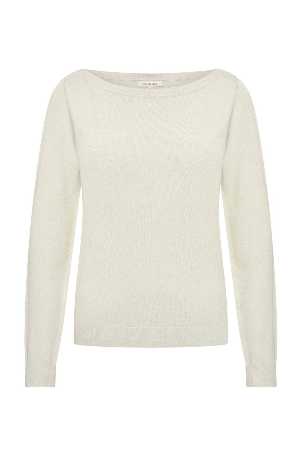 Mintgroene dames Expresso gebreide trui van viscose met effen, lange mouwen en boothals