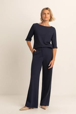 straight high waist broek donkerblauw