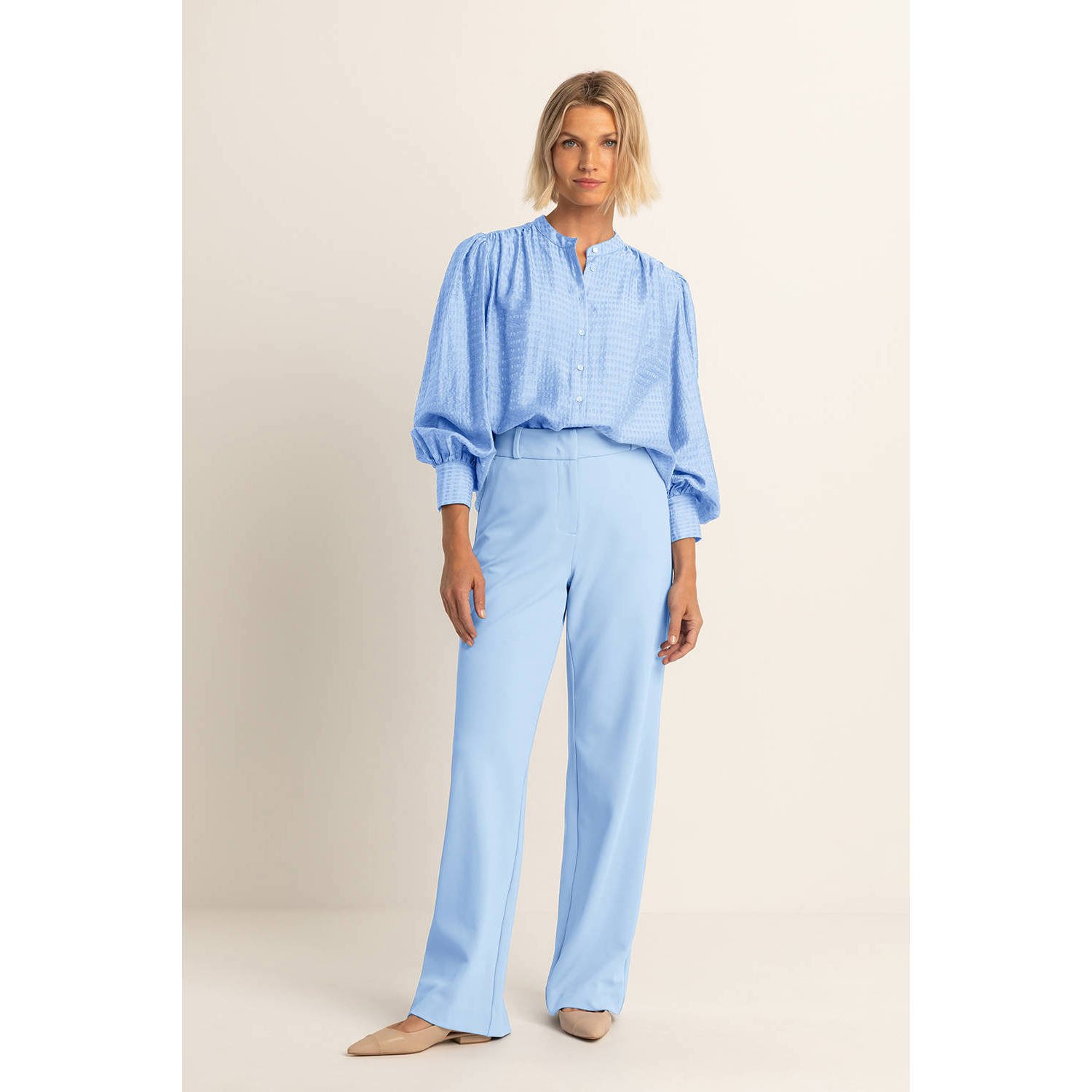 Expresso straight high waist broek blauw