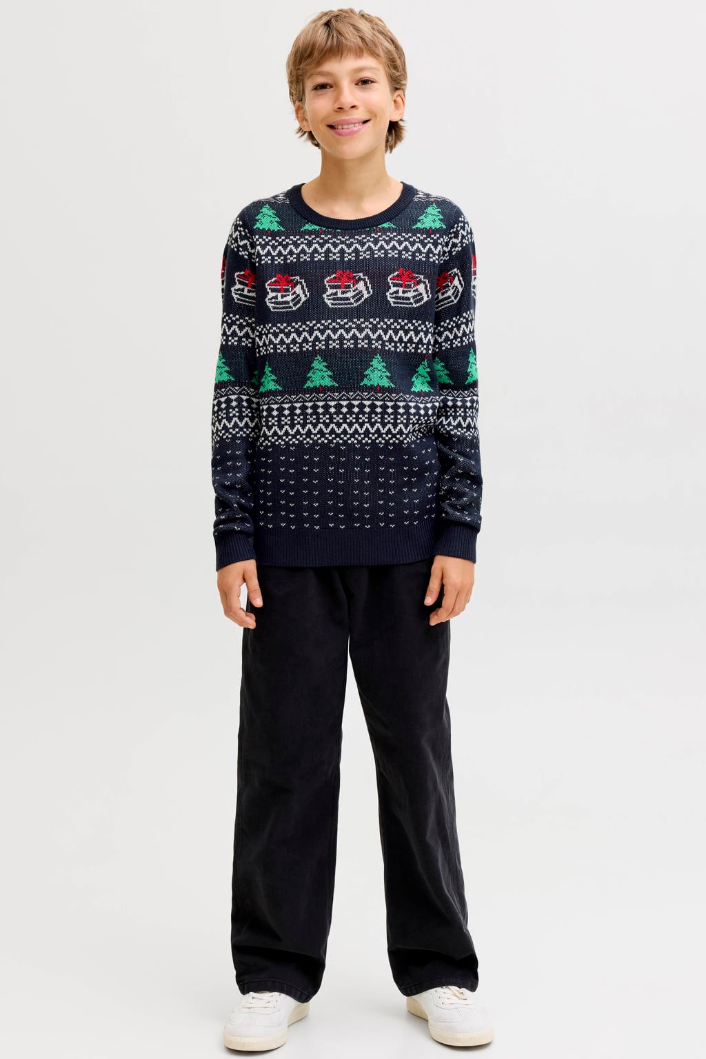 JACK & JONES JUNIOR kersttrui donkerblauw