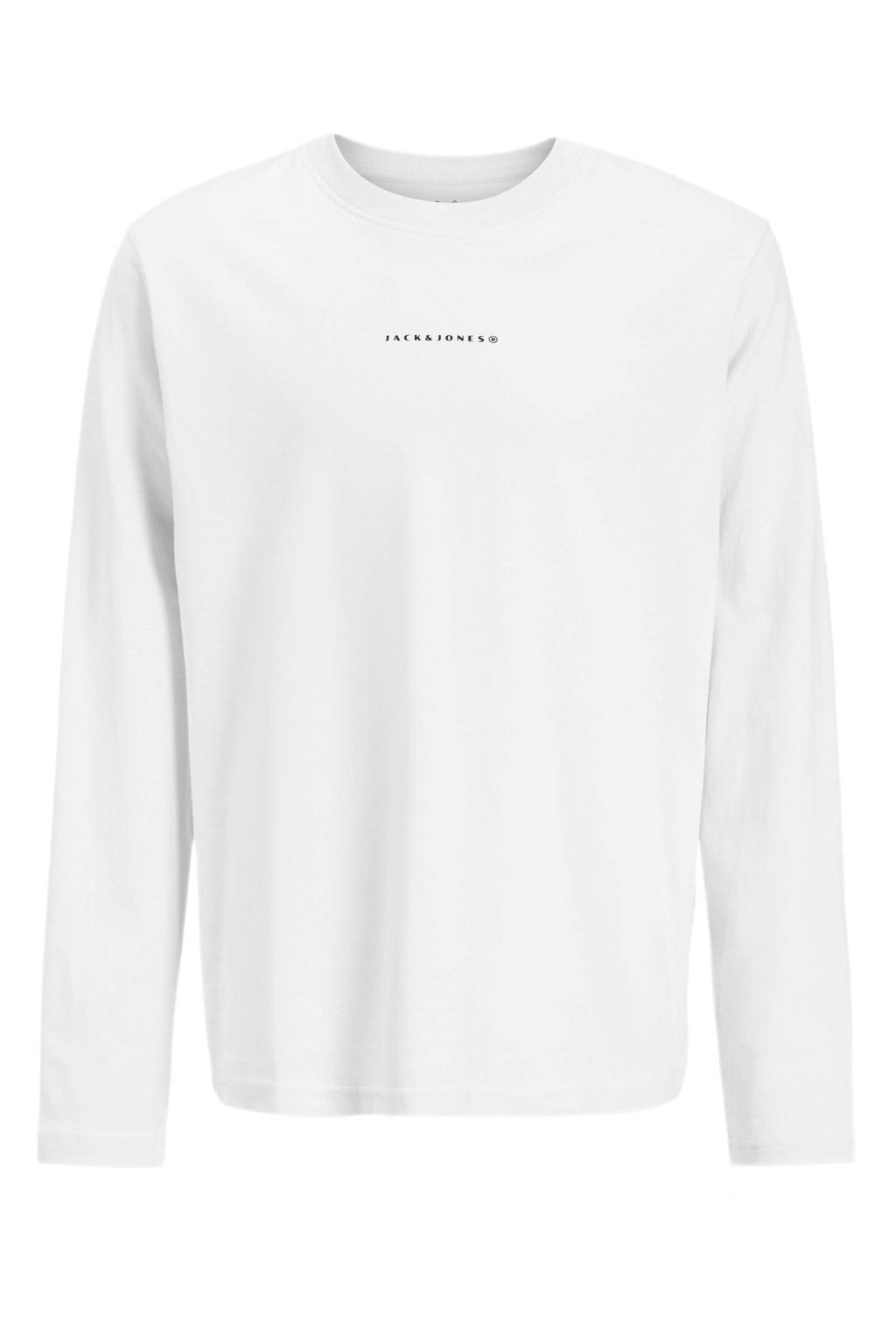 Witte jongens JACK & JONES JUNIOR longsleeve van katoen met backprint, lange mouwen en ronde hals