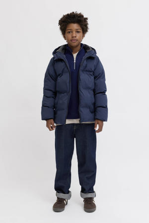 gewatteerde jas donkerblauw