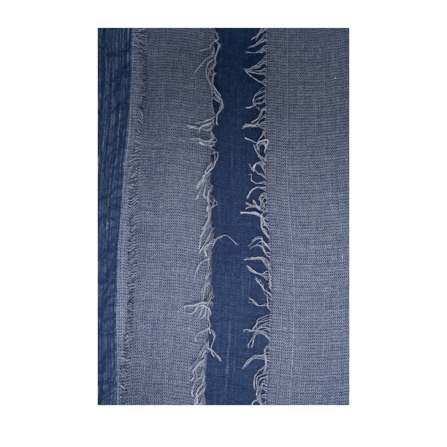 Expresso sjaal met franjes blauw