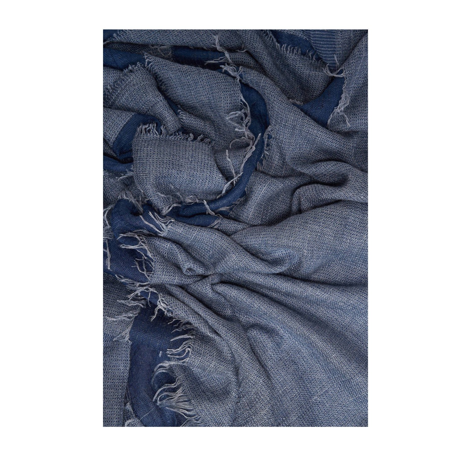 Expresso sjaal met franjes blauw