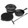 Blackwell Dutch Oven BBQ Gietijzer Set 4-Delig - Braadpan + Lifter, Koekenpan ø 20 cm & Grillplaat ø 30 cm - geschikt voor alle warmtebronnen - zonder anti-aanbaklaag