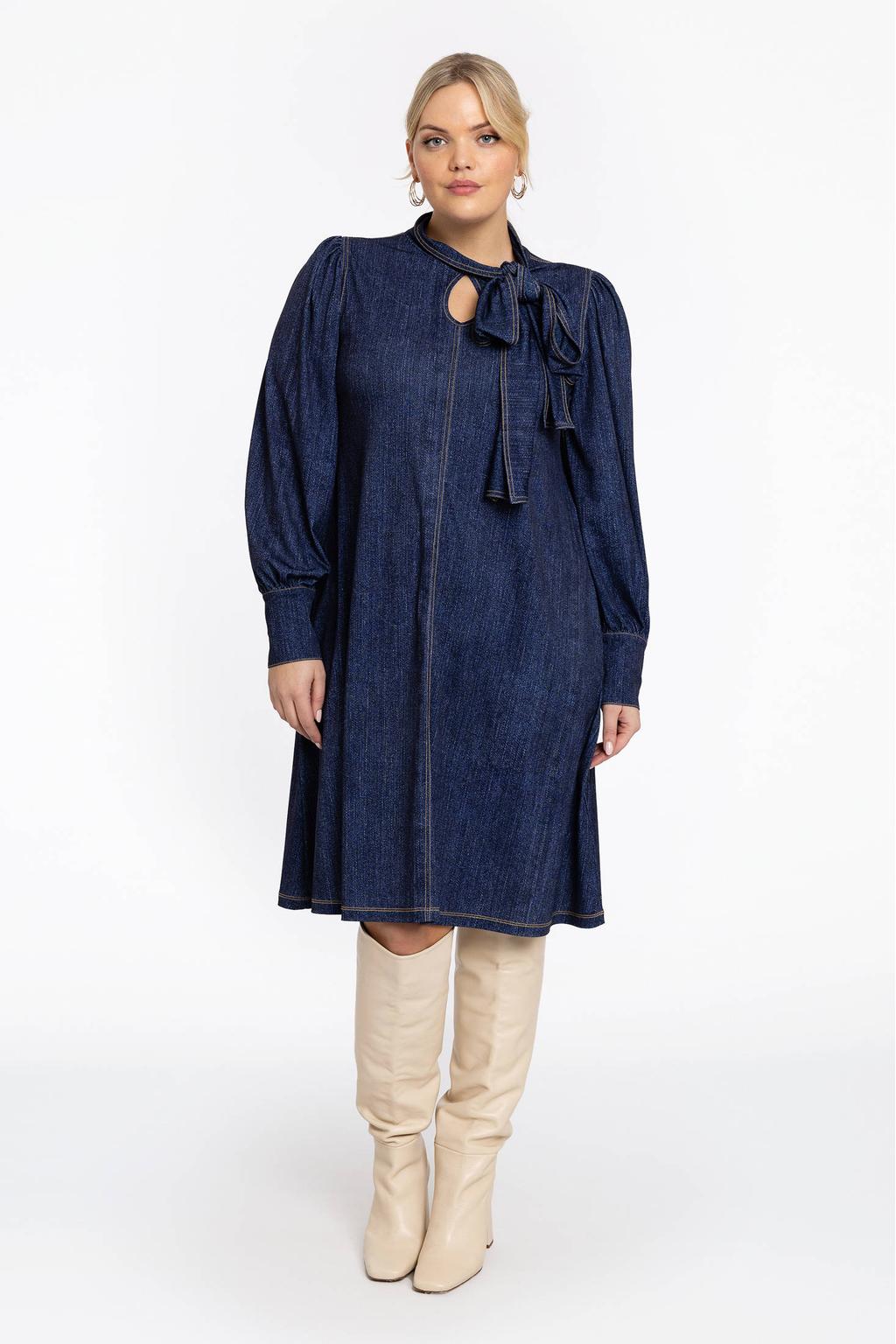 YOEK A-lijn jurk dark blue denim