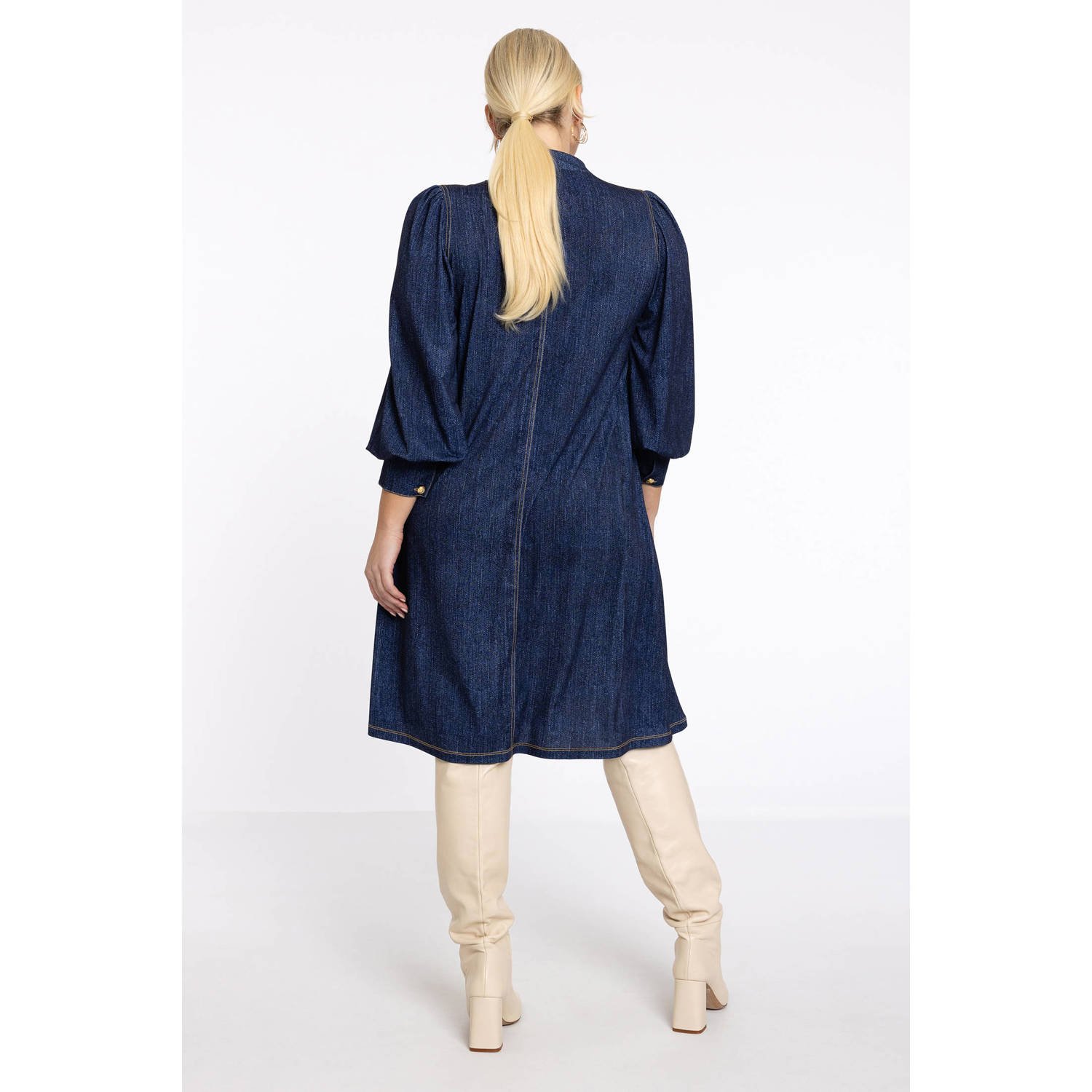 YOEK A-lijn jurk dark blue denim