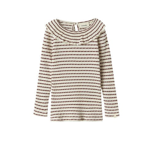 LIL' ATELIER MINI gestreepte longsleeve ecru rib gebreid afbeelding