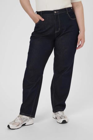 high waist barrel jeans dark blue denim