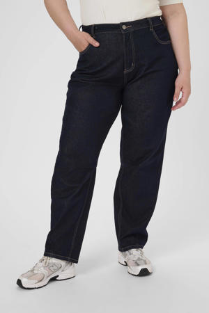 high waist barrel jeans dark blue denim