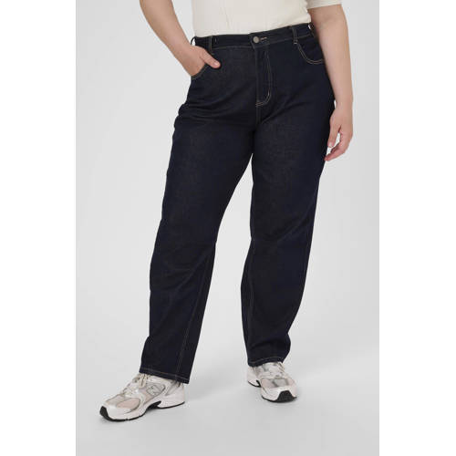 Kaffe Curve high waist barrel jeans dark blue denim afbeelding