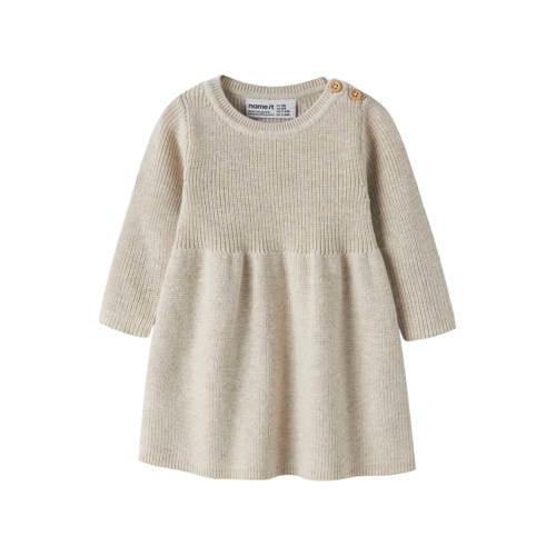 NAME IT BABY midi jurk fijn gebreid beige afbeelding