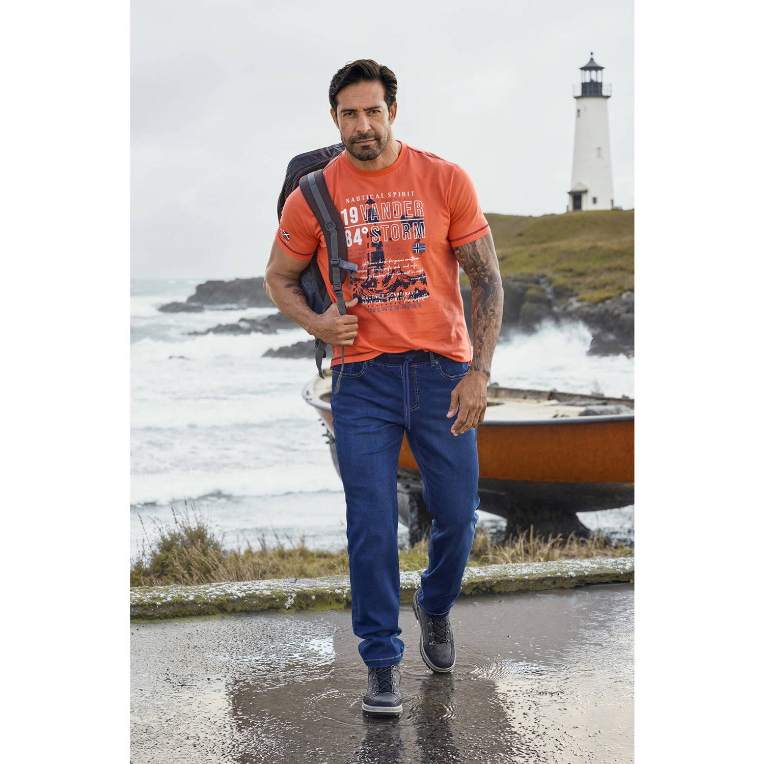 Jan Vanderstorm regular T-shirt oranje