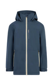 thumbnail: Donkerblauwe jongens Protest ski-jas PRTFlynto JR van polyester met effen, capuchon en rits wind- en waterdicht