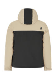 thumbnail: Beige en zwarte heren Protest ski-jas PRTKajo van polyester met meerkleurige print, capuchon en ritssluiting