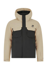 thumbnail: Beige en zwarte heren Protest ski-jas PRTKajo van polyester met meerkleurige print, capuchon en ritssluiting
