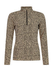 thumbnail: Zwart en beige dames Protest skipully PRTEsher van polyester met panterprint, lange mouwen en halve rits