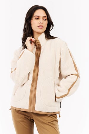 teddy fleece vest PRTRed ecru camel