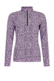 thumbnail: Lila en zwarte dames Protest skipully PRTEsher van polyester met panterprint, lange mouwen en halve rits