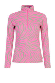 thumbnail: Roze en beige dames Protest skipully PRTEsher van polyester met zebraprint, lange mouwen en halve rits