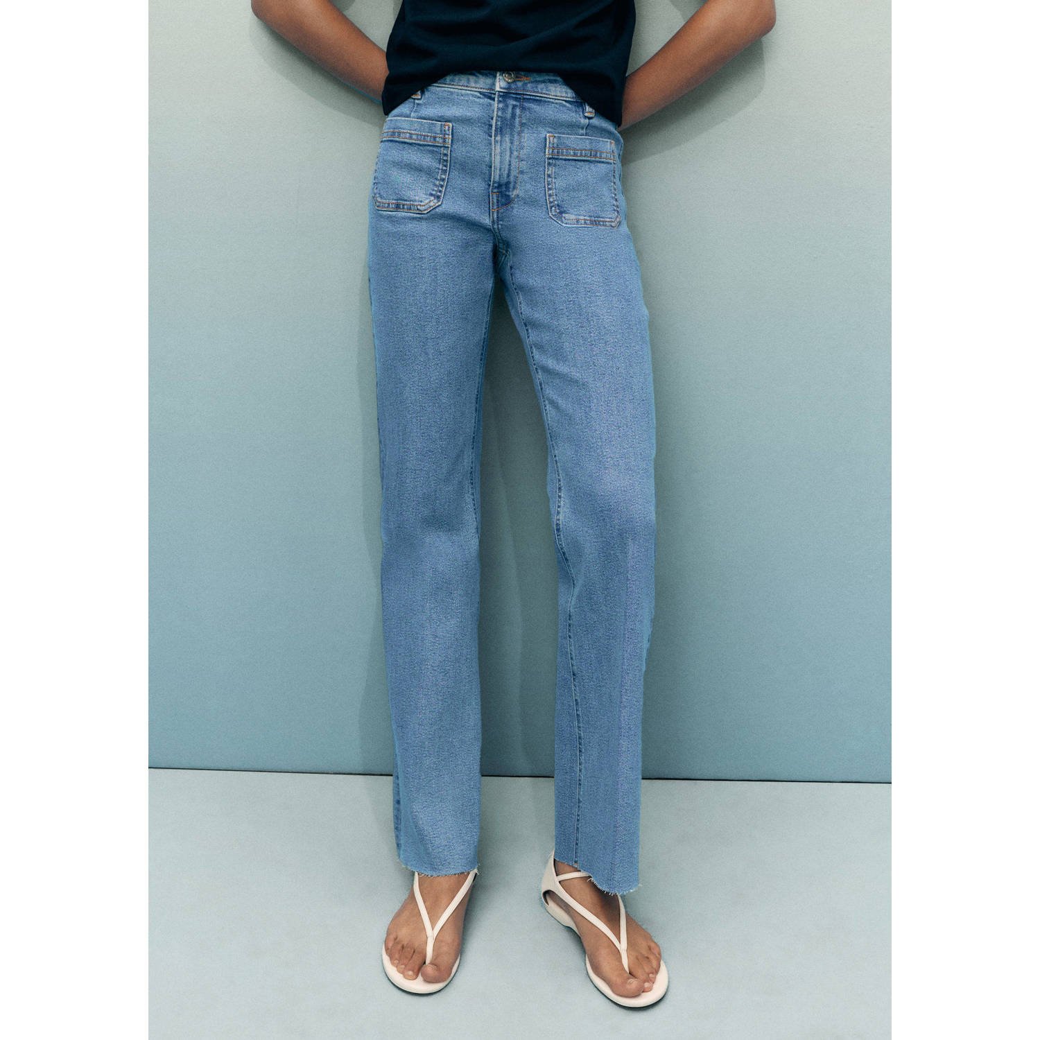 Mango flared jeans light blue denim