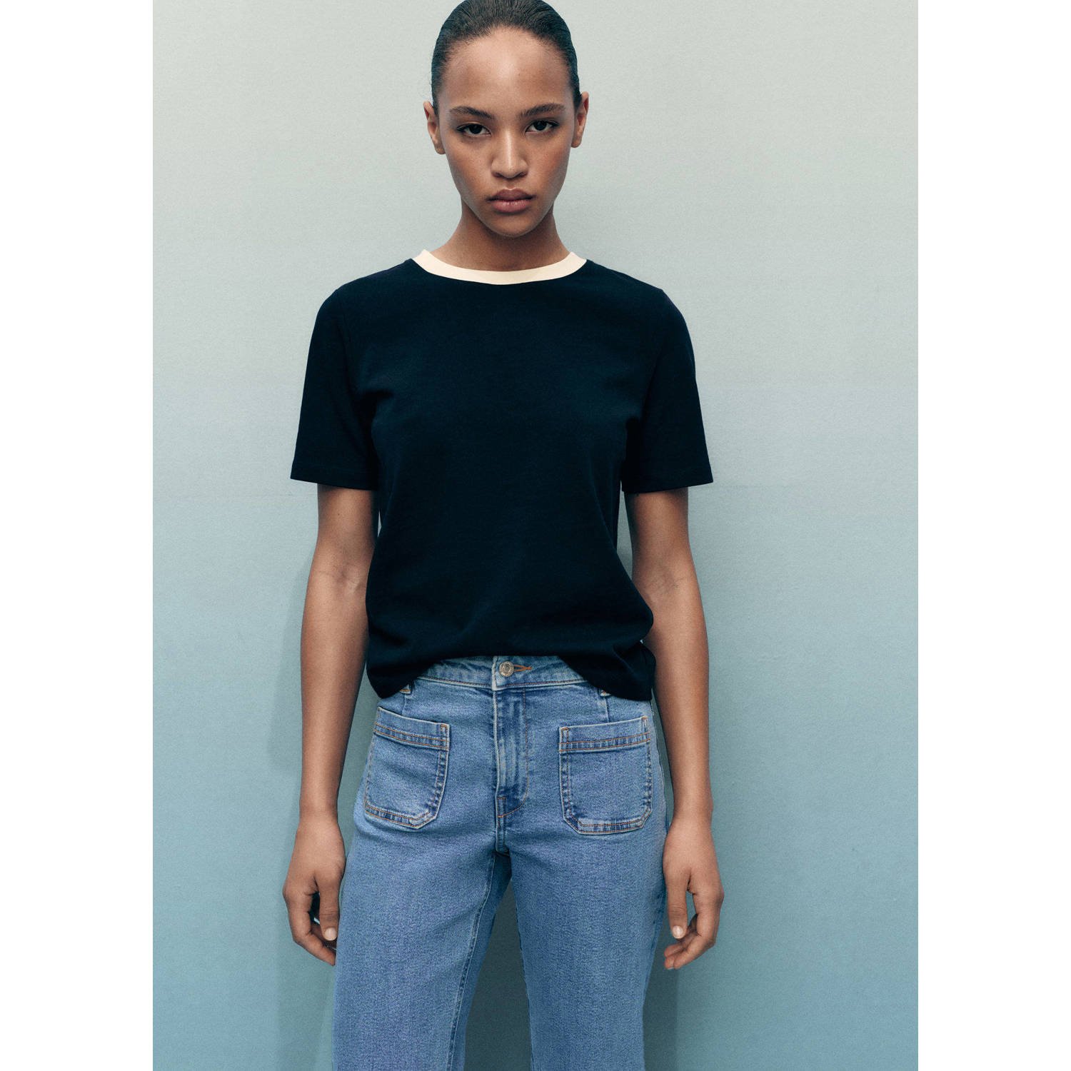 Mango flared jeans light blue denim