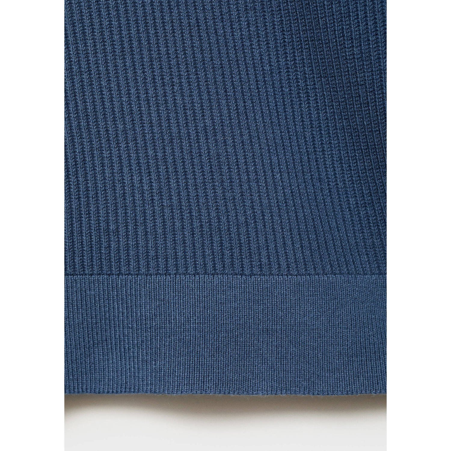Mango Man trui met ingebreid patroon donkerblauw