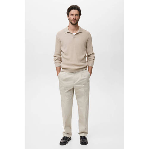 Mango Man trui met ingebreid patroon beige afbeelding