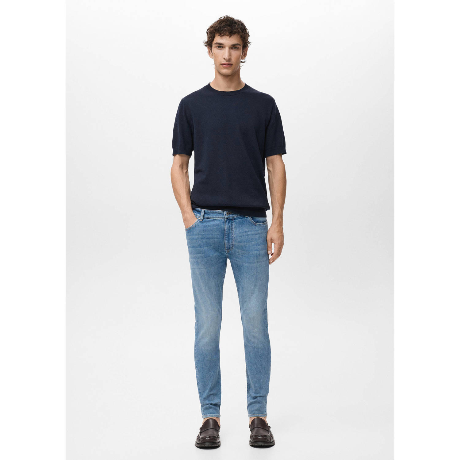 Mango Man skinny jeans changeant blauw