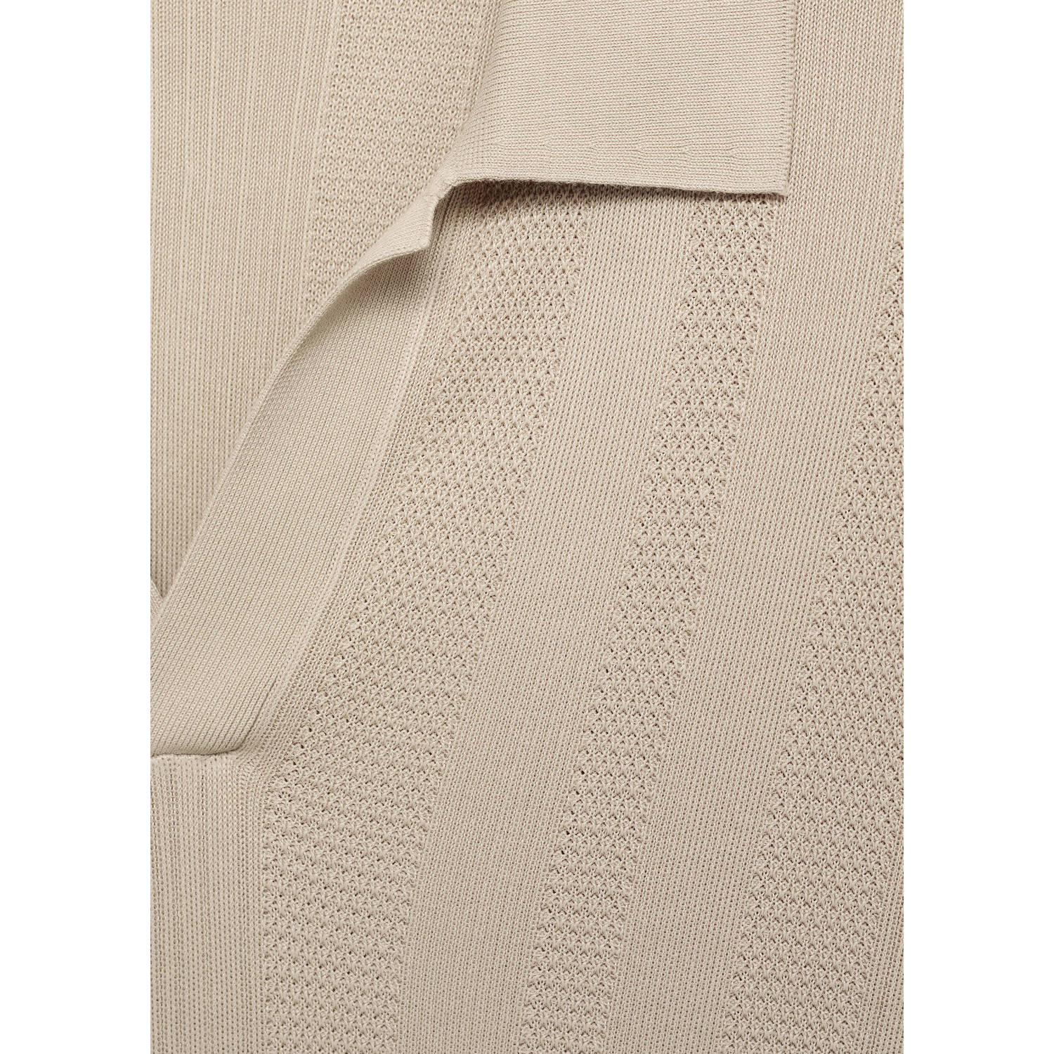Mango Man regular polo met ingebreid patroon beige