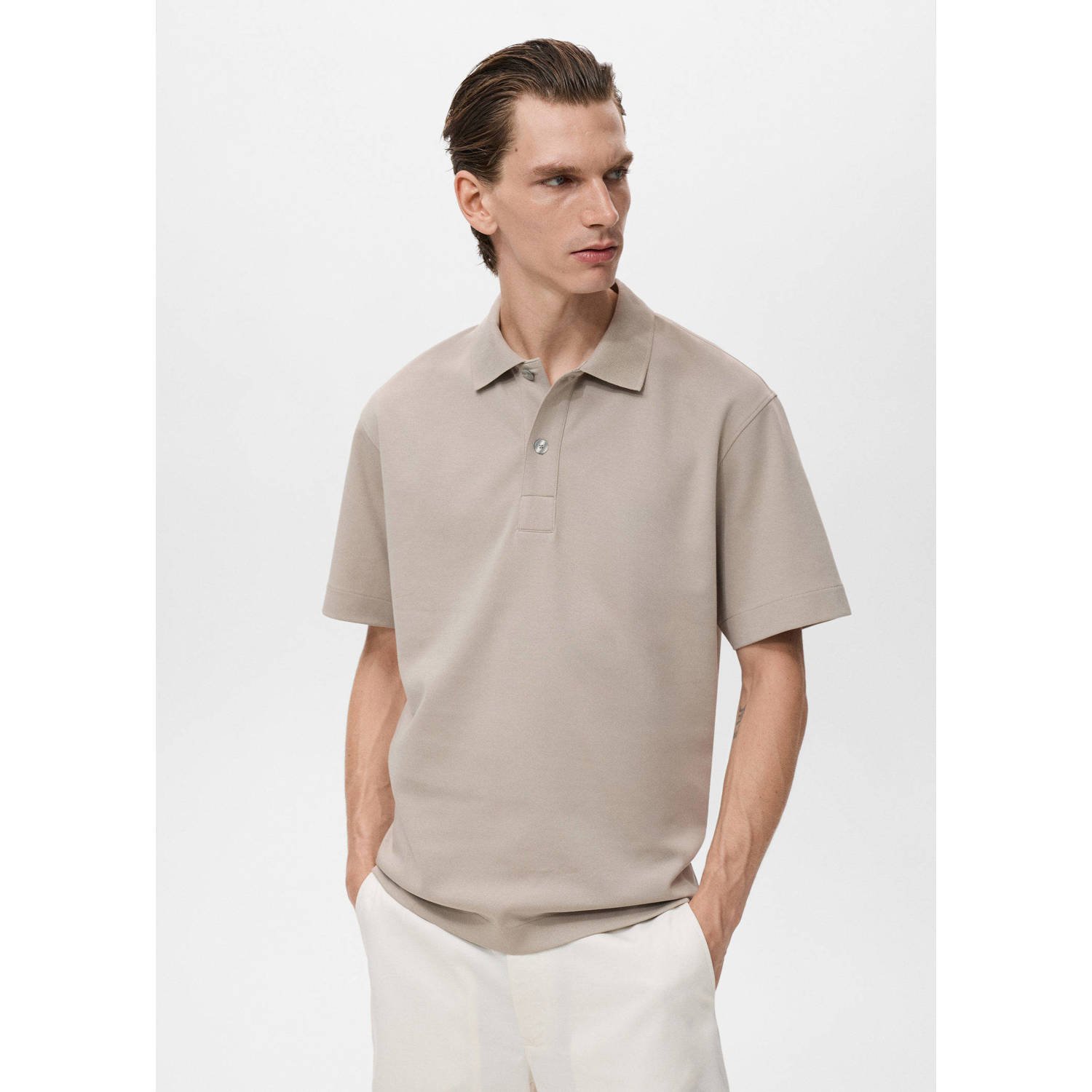 Mango Man relaxed polo taupe