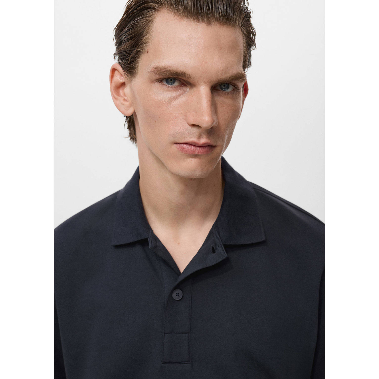 Mango Man relaxed polo donkerblauw
