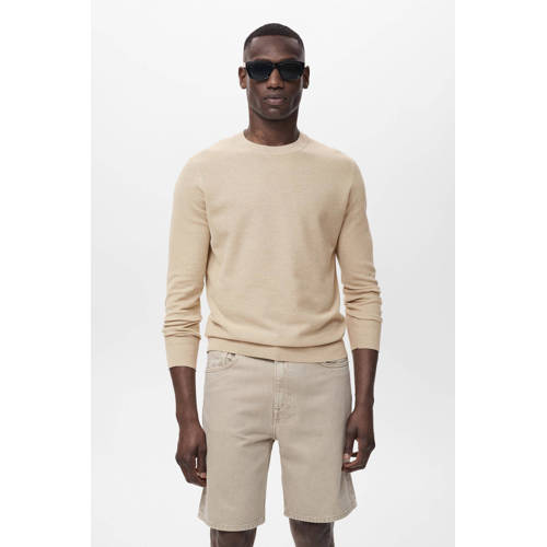 Mango Man trui met ingebreid patroon beige afbeelding