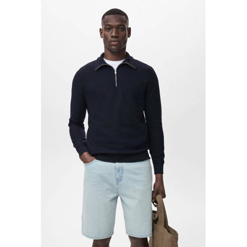 Mango Man trui fijn gebreid donkerblauw afbeelding