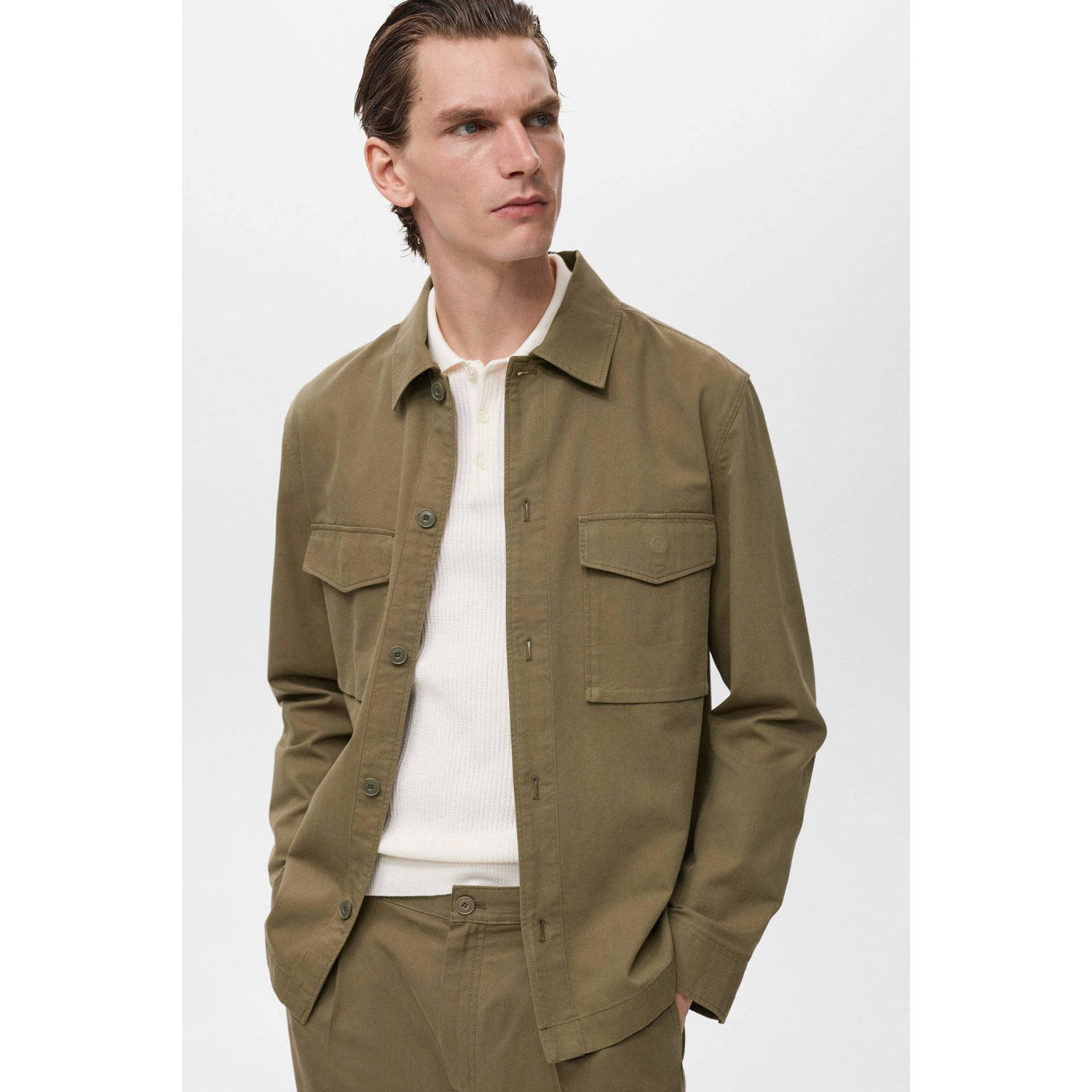 Mango Man denim spijkerjas kaki
