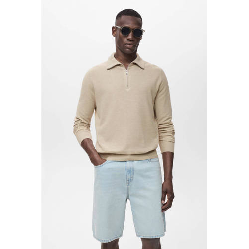 Mango Man trui fijn gebreid beige afbeelding