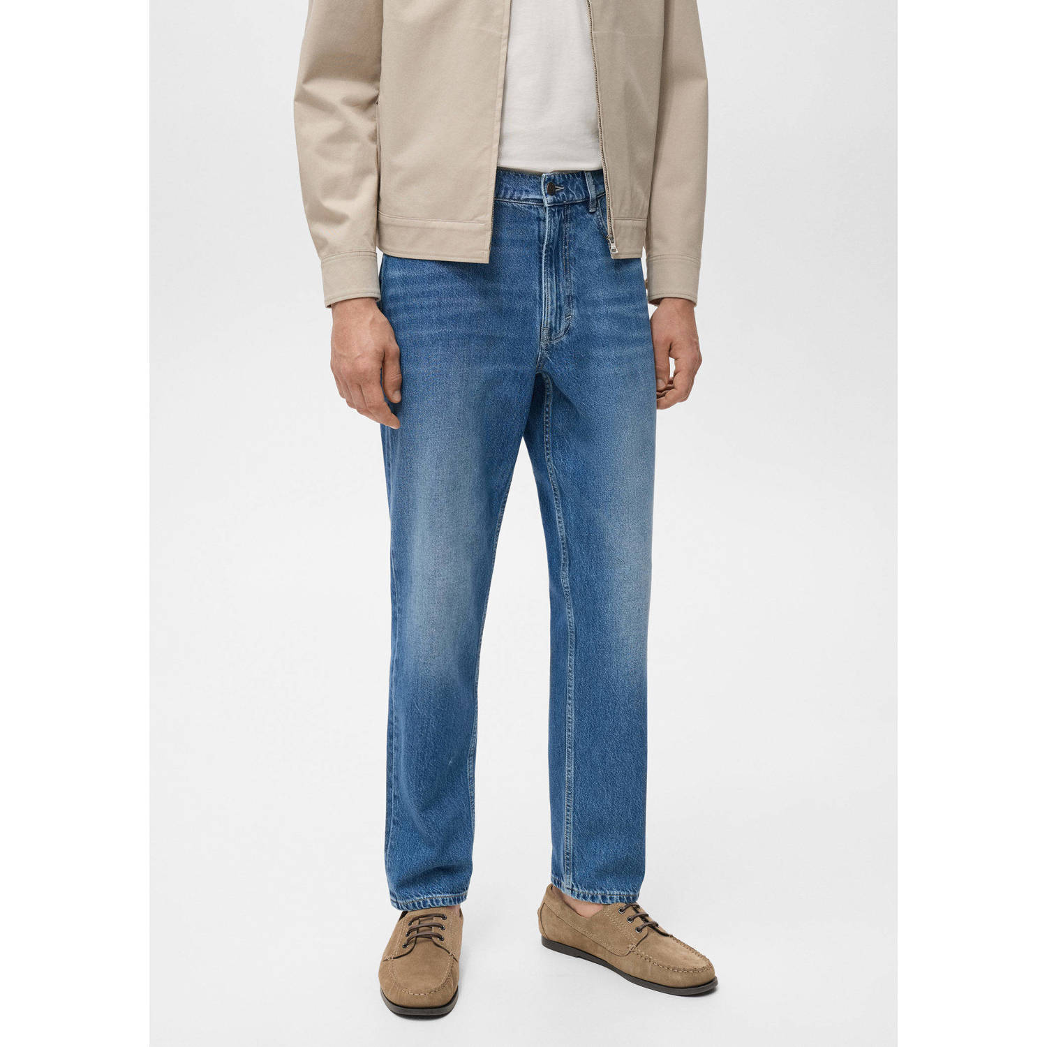 Mango Man tapered regular fit jeans changeant blauw