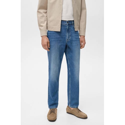 Mango Man tapered regular fit jeans changeant blauw afbeelding