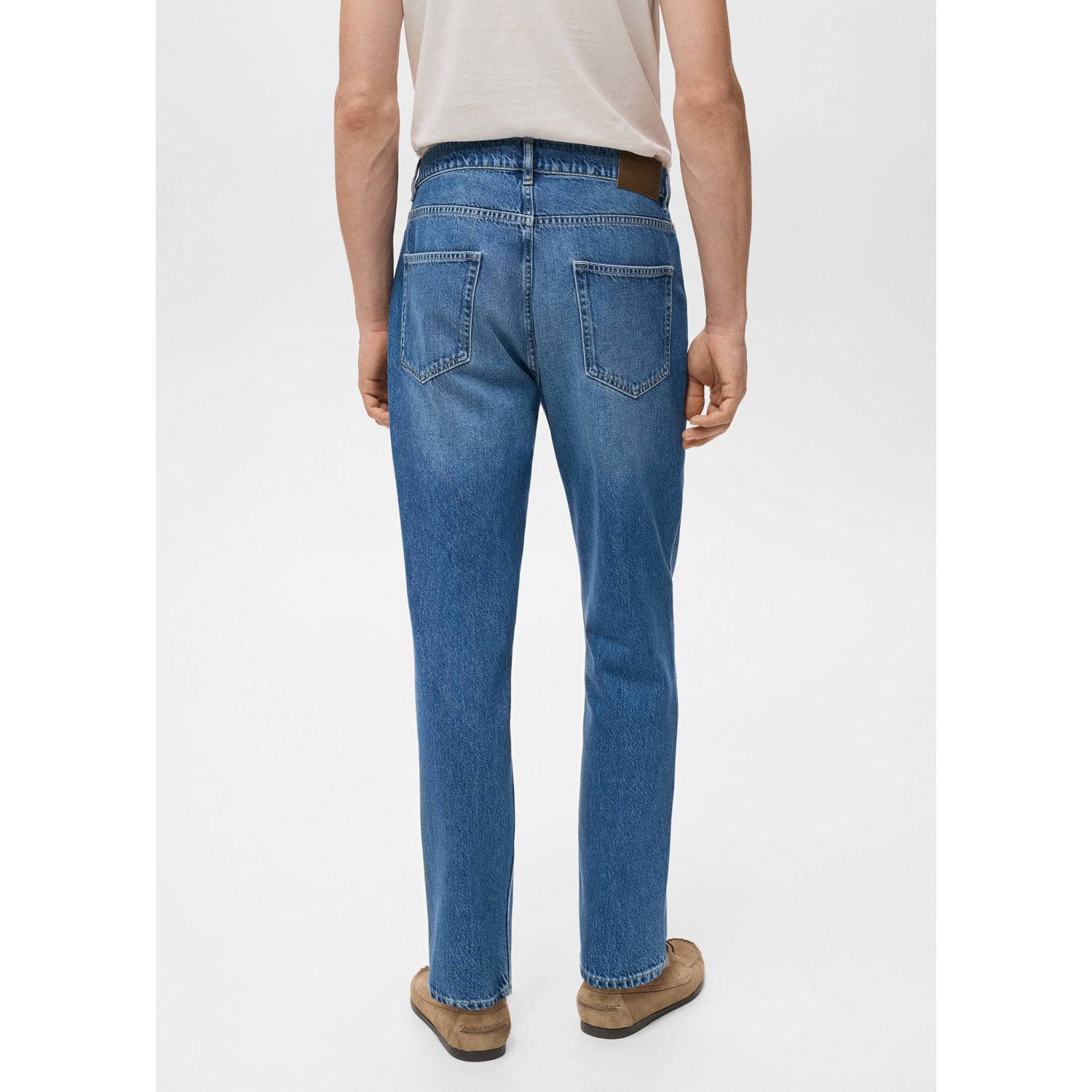 Mango Man tapered regular fit jeans changeant blauw