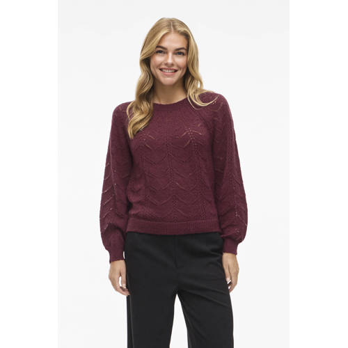 VILA sweater donkerrood ajour afbeelding