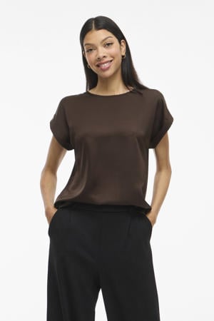 satijnen blousetop donkerbruin