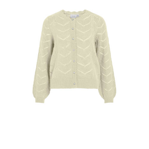 VILA gebreid vest beige ajour afbeelding