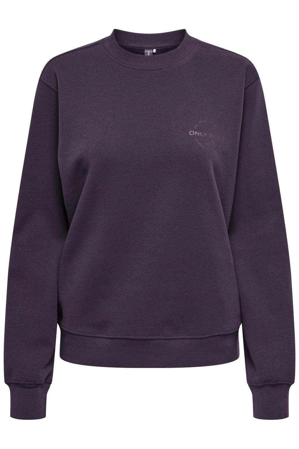 Aubergine dames ONLY PLAY sportsweater van katoen met lange mouwen en ronde hals