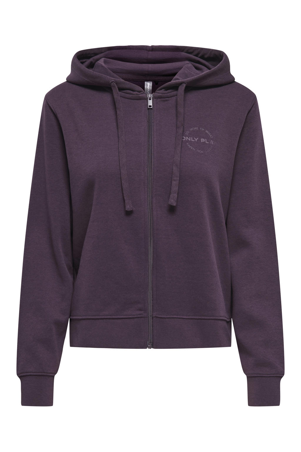 Aubergine dames ONLY PLAY sportvest van katoen met lange mouwen en capuchon