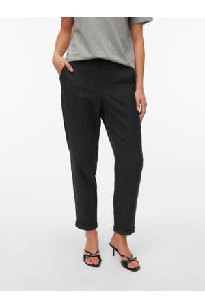 tapered high waist casual broek grijs melange