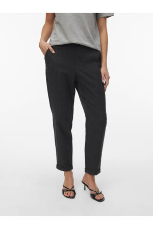 tapered high waist casual broek grijs melange