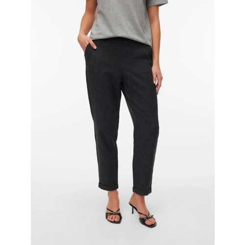 VERO MODA tapered high waist casual broek grijs melange afbeelding